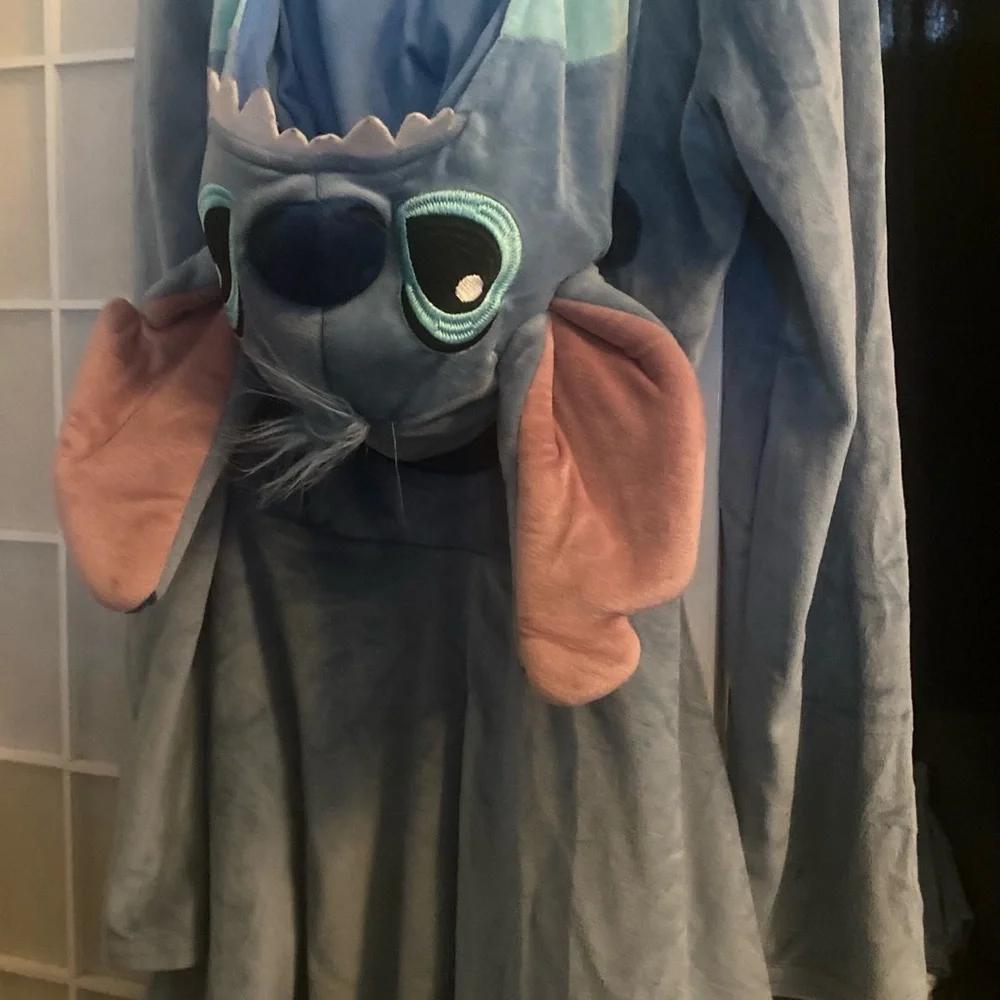 Kids Plush Stitch Character Costume Hoodie - Light Blue & Aqua